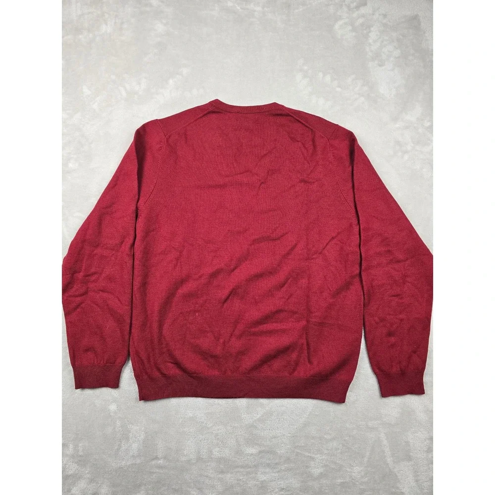 Brooks Brothers 346 V-Neck Sweater Mens Large Red Merino Wool‎ Blend Pullover